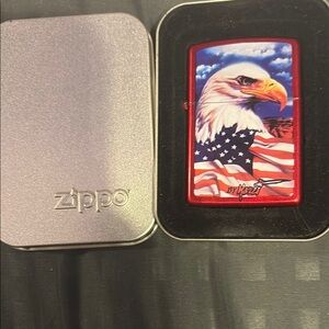 Red ZIPPO Lighter with Eagle Design- Mazzi collection